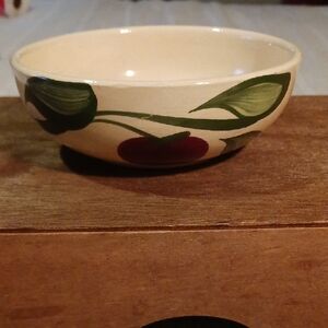 Hand-Painted Ceramic Bowl with Cherry Design